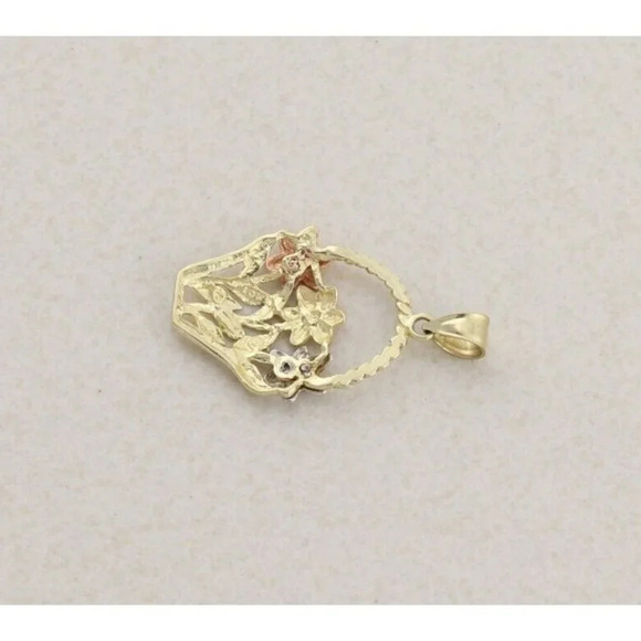 Pendant Only 10k Yellow Gold White Gold Rose Gold Flower Basket Pendant - Picture 6 of 6